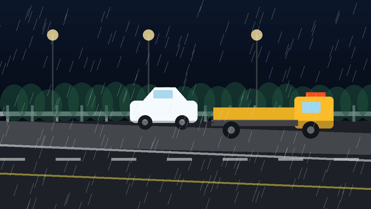 秀山暴雨夜拖车救援现场图
